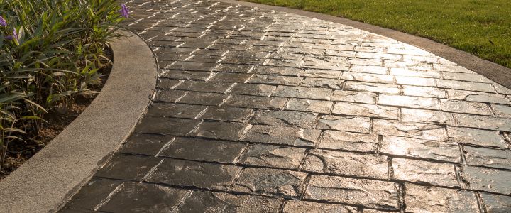 Stamped concrete driveway