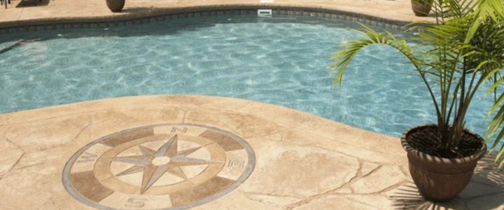 Stamped concrete pool deck
