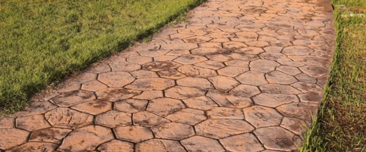 Stamped concrete walkway